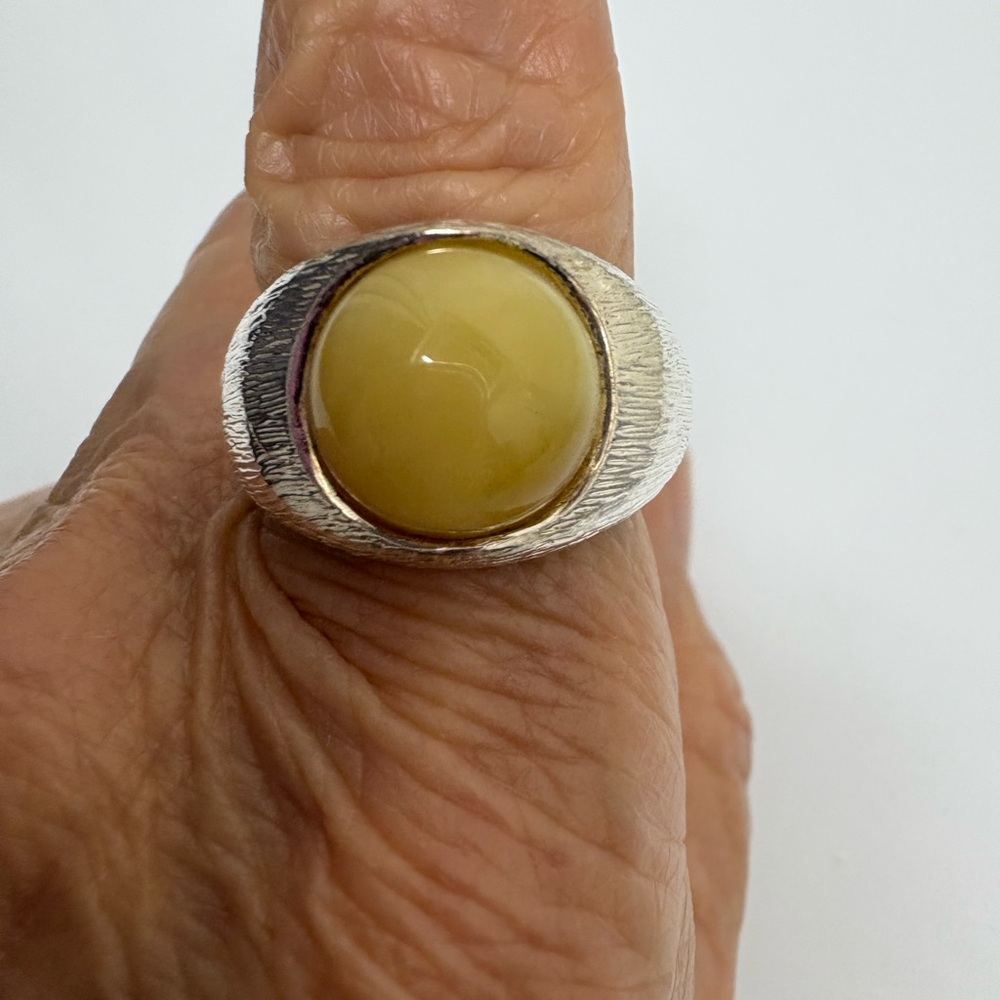 Exquisite Yellow Opal Silver Ring - image 8
